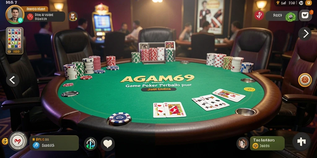 Screenshot gameplay AGAM69 menampilkan aksi Poker yang mendebarkan.