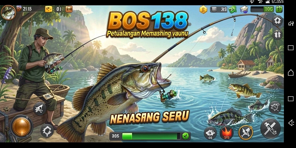 Screenshot gameplay menunjukkan keseruan memancing di laut lepas.