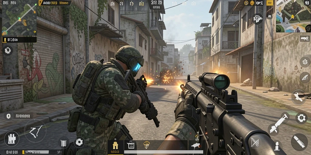 Screenshot gameplay D06 menampilkan aksi tembak-menembak yang mendebarkan.