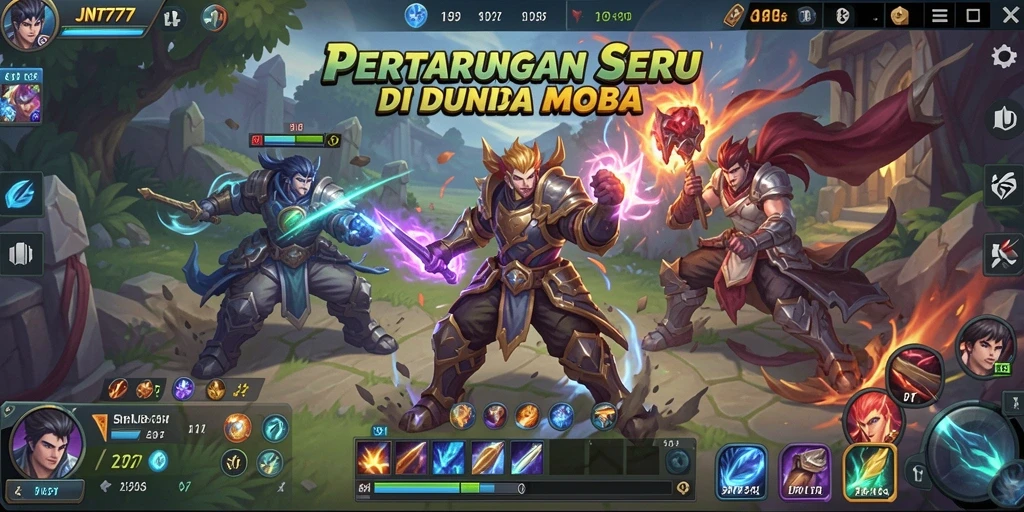 Screenshot gameplay JNT777 menampilkan pertarungan seru antara tim.