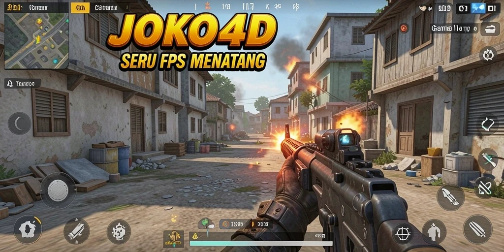 Screenshot menampilkan aksi intens dalam gameplay FPS JOKO4D.