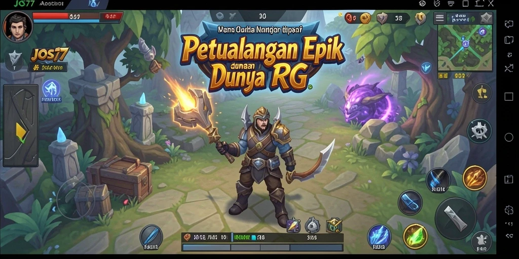 Tampilan gameplay seru dalam JOS77 dengan pertarungan epik.