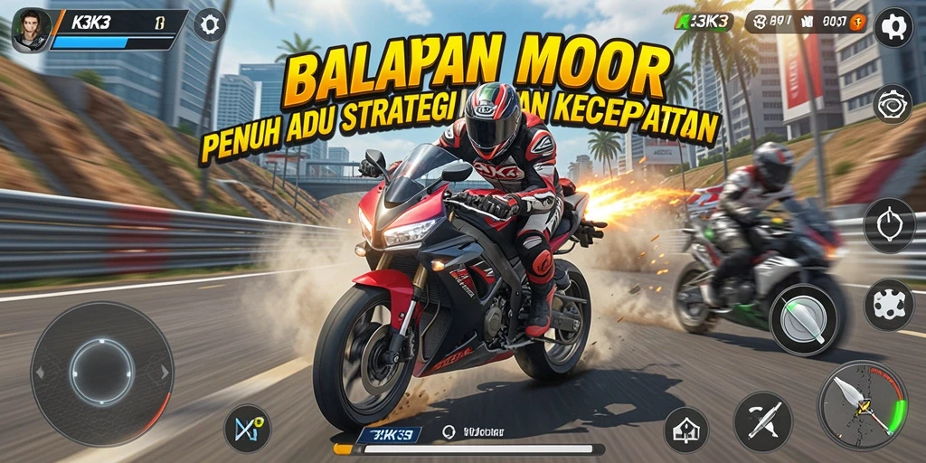 Gameplay seru K3K3 dengan adu kecepatan motor.