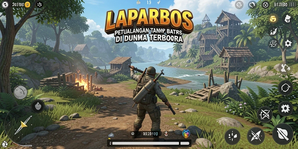 Tampilan menakjubkan dari gameplay <strong>LAPARBOS</strong>, memperlihatkan dunia terbuka yang luas.