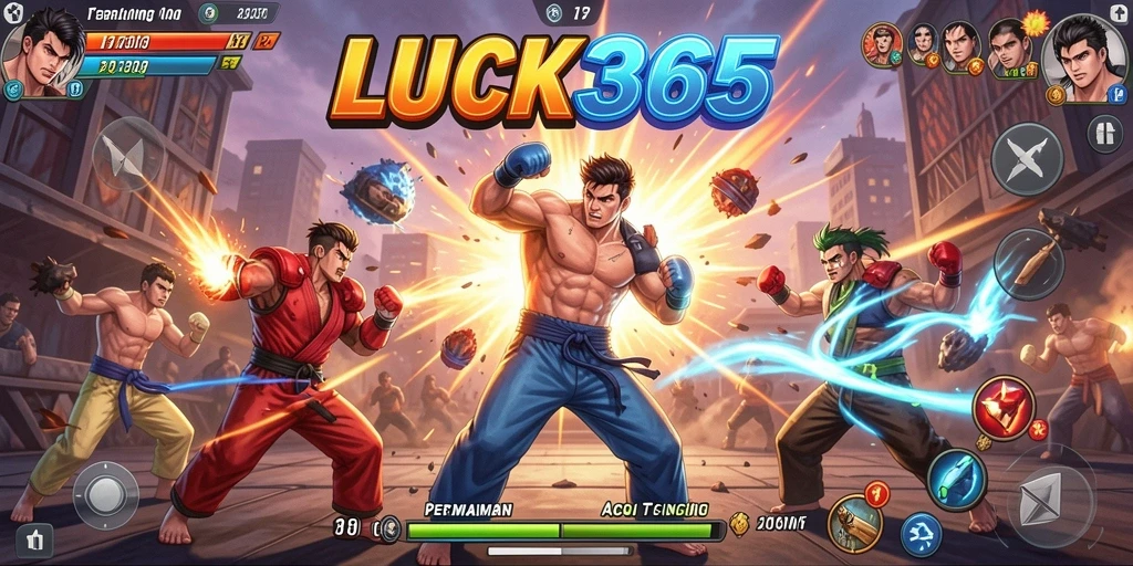 Screenshot gameplay LUCK365 menampilkan pertarungan mendebarkan antara dua karakter.