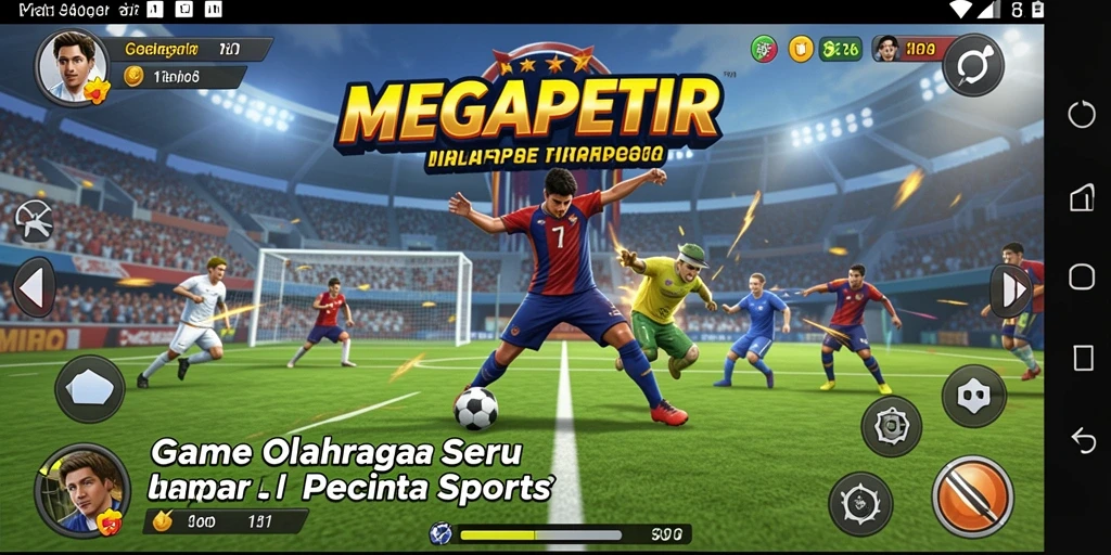 Tampilan utama gameplay MEGAPETIR dengan aksi olahraga seru.