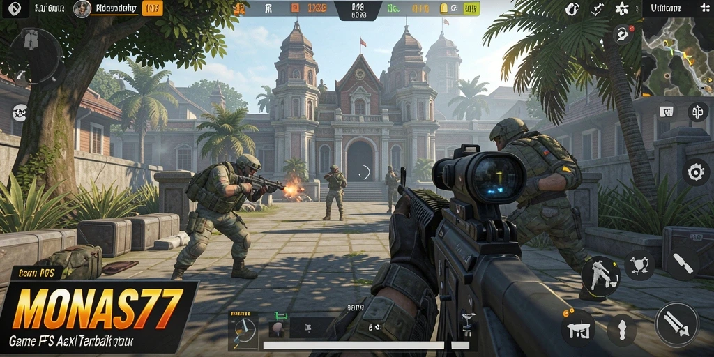 Tampilan gameplay <strong>MONAS77</strong> dalam aksi FPS yang mendebarkan.