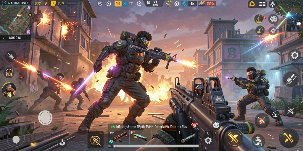 Gameplay NADIMTOGEL yang menegangkan saat berperang di arena.