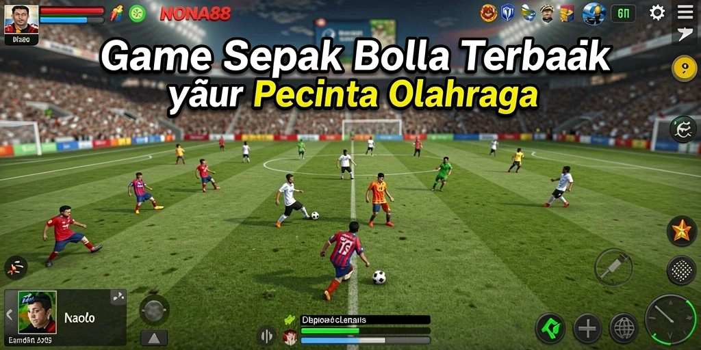 Screenshot gameplay NONA88 yang menampilkan pertandingan sepak bola penuh aksi.