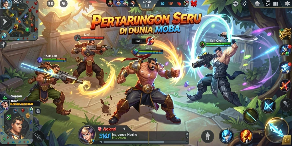 Screenshot gameplay seru di OKJK dengan pertarungan intens antar karakter.