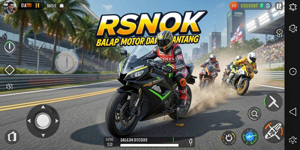 Tampilan gameplay RSNOK yang mendebarkan dan realistis dalam balapan motor.