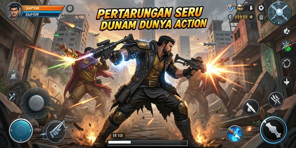 Tampilan aksi seru dalam game SIAP108 dengan karakter bertarung.